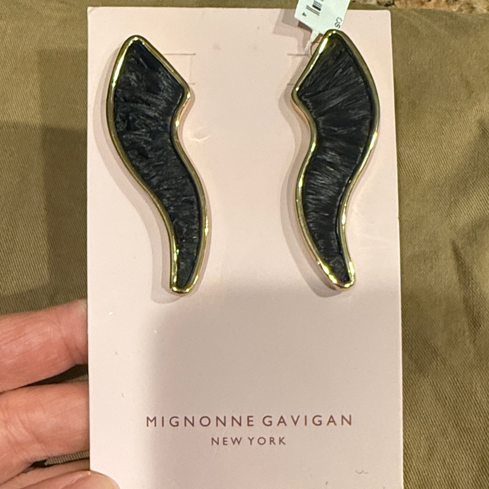 Mignonne Gavigan Black and Gold Wave Earrings